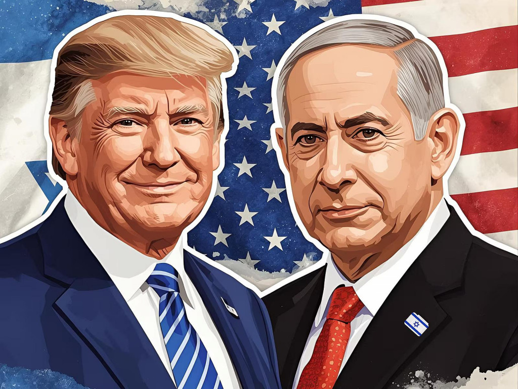 Koláž amerického prezidenta Donalda Trumpa s izraelským premiérom Benjaminom Netanjahuom. FOTO: iDNES.cz/Tomáš Ratner