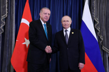 Ruský prezident Vladimir Putin a turecký prezident Recep Tayyip Erdogan. FOTO: Reuters