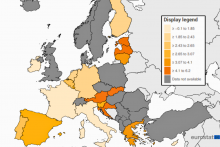 Augustová inflácia v krajinách eurozóny. MAPA: Eurostat, HN