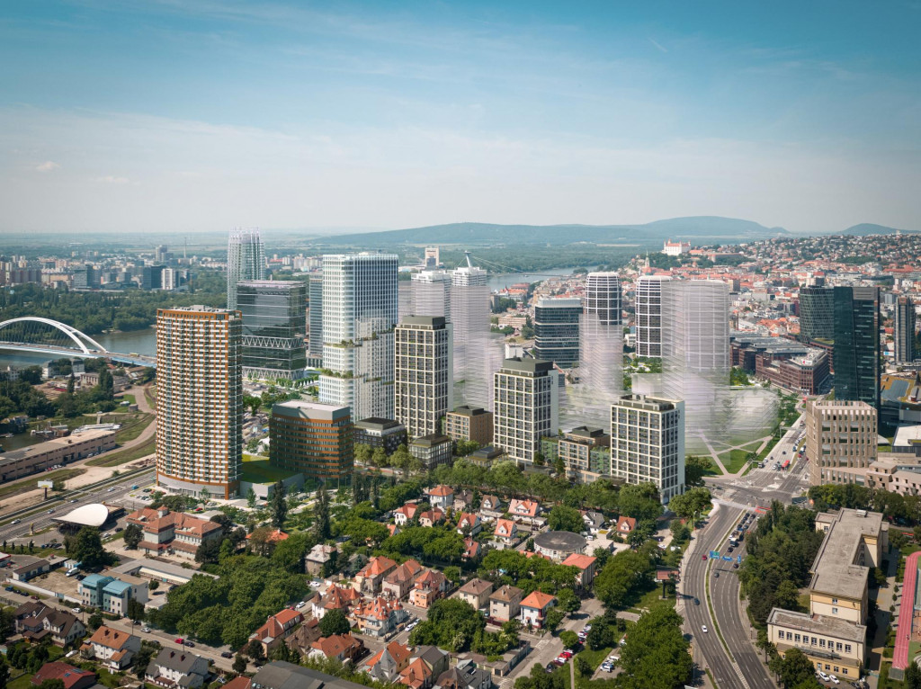 Na snímke je vizualizácia budúcej podoby bratislavského downtownu. FOTO: JTRE