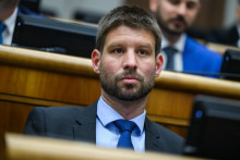 Michal Šimečka, predseda opozičného hnutia Progresívne Slovensko, ktoré nedávno predstavilo svoj program Tresk. FOTO: TASR/Jaroslav Novák