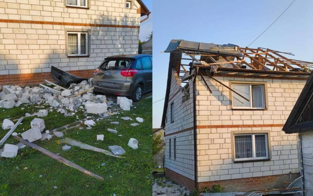 &Scaron;kody v Poľsku po n&aacute;letoch rusk&yacute;ch dronov. FOTO: X/nexta_tv