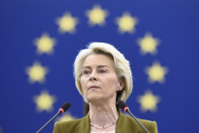 Predsedníčka Európskej komisie Ursula von der Leyenová počas výročného prejavu o stave Únie na pôde EP v Štrasburgu v stredu 10. septembra 2025. FOTO TASR/AP
