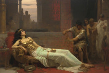 Smrť Kleopatry - samovražda uhryznutím hadom.