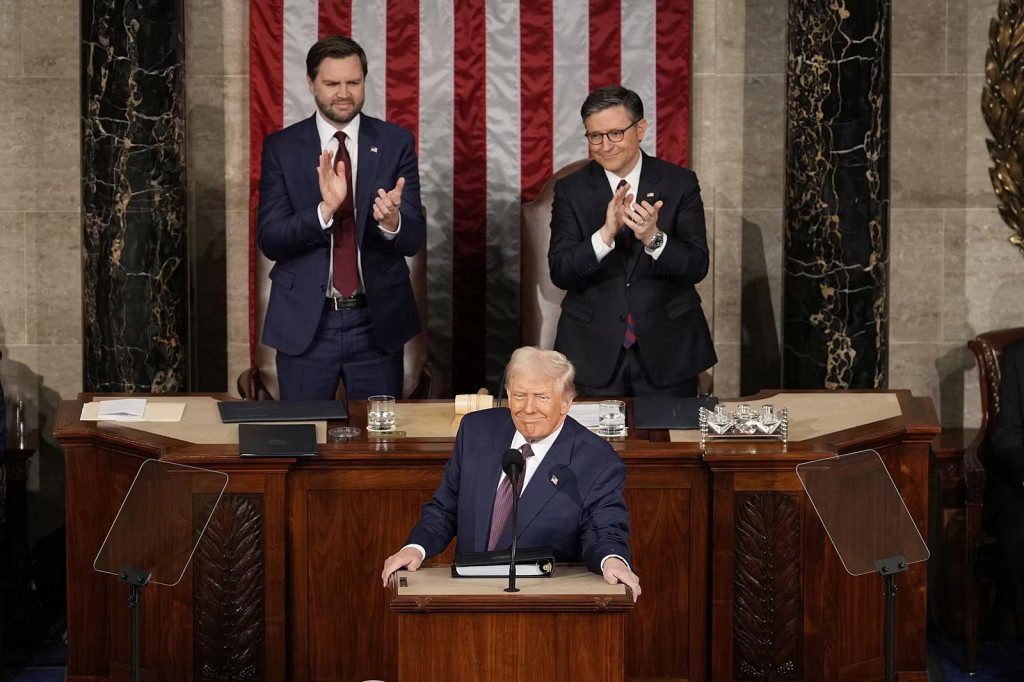 Prejav amerického Prezidenta Donalda Trumpa sa dostal do histórie. Zapísal sa totiž ako najdlhšie vystúpenie prezidenta v Kongrese. FOTO: AP