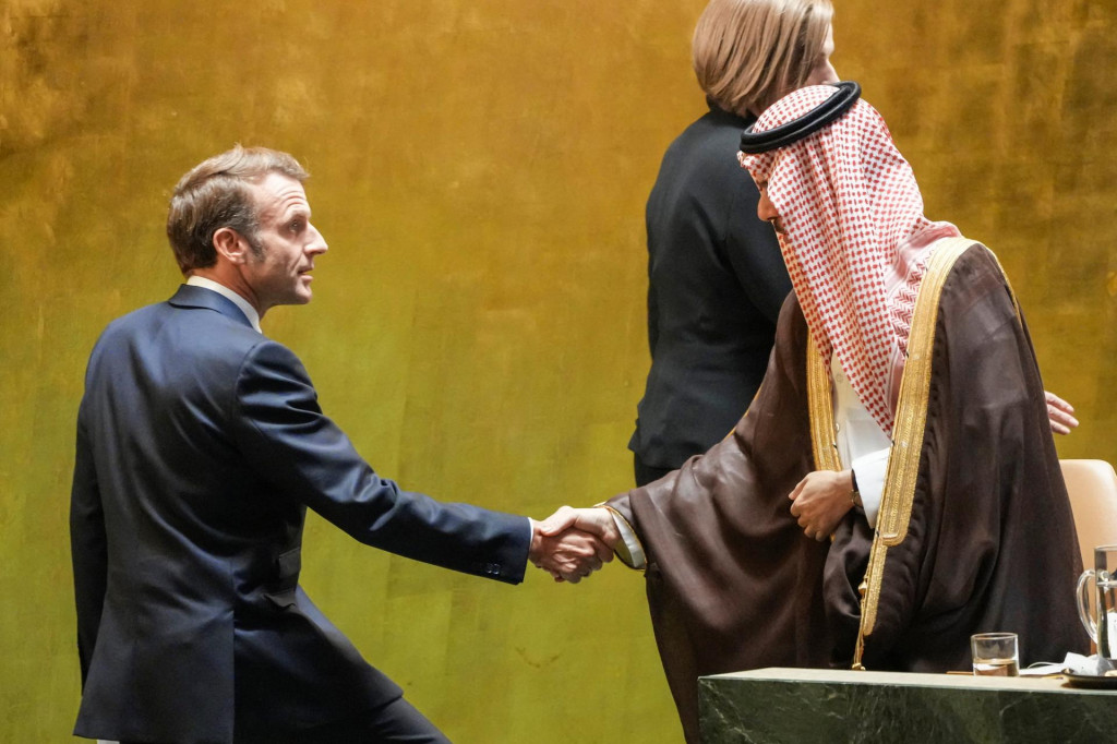 Prezident Emmanuel Macron na konferencii v New Yorku oznámil, že Francúzsko oficiálne uznalo Palestínsky štát. FOTO: REUTERS
