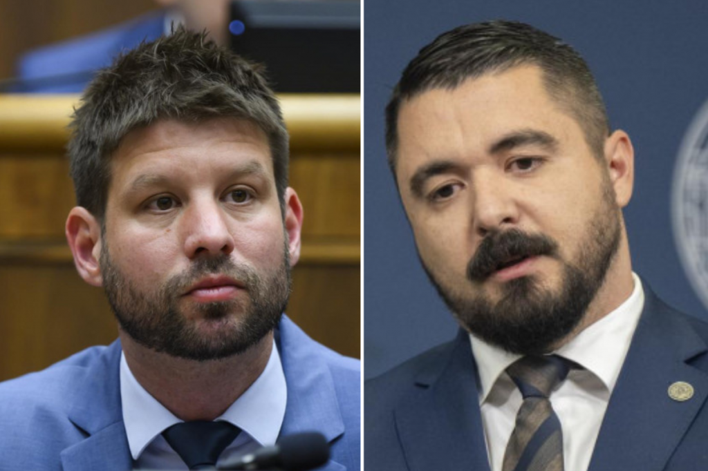 Predseda PS Michal Šimečka a šéf SIS Pavol Gašpar. FOTO: HN/TASR