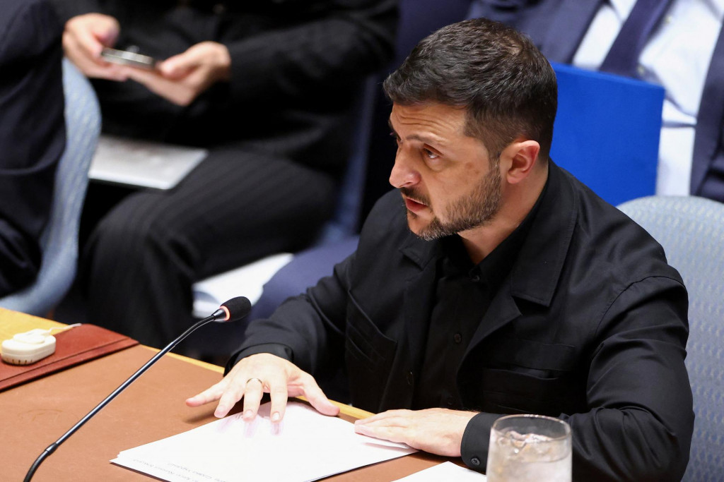 Volodymyr Zelenskyj na zasadnutí Bezpečnostnej rady Organizácie Spojených národov vyhlásil, že od Spojených štátov amerických očakáva kroky, ktoré donútia Rusko ukončiť agresiu. FOTO: REUTERS