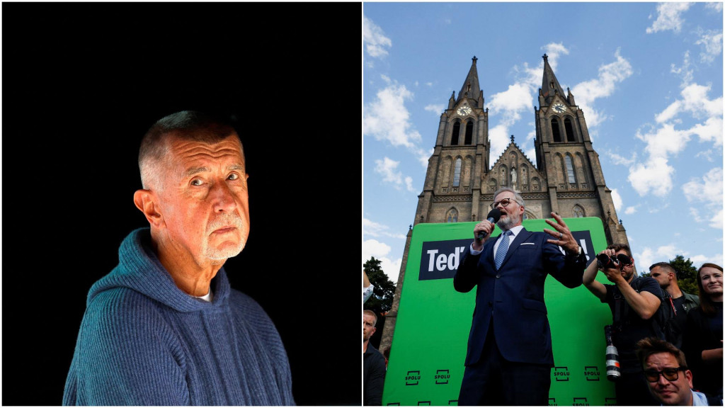 Predvolebná kampaň v Česku vrcholí. Na snímke Andrej Babiš a Petr Fiala. FOTO: Reuters