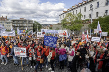 Protest odborárov v Bratislave. FOTO: TASR/Martin Baumann