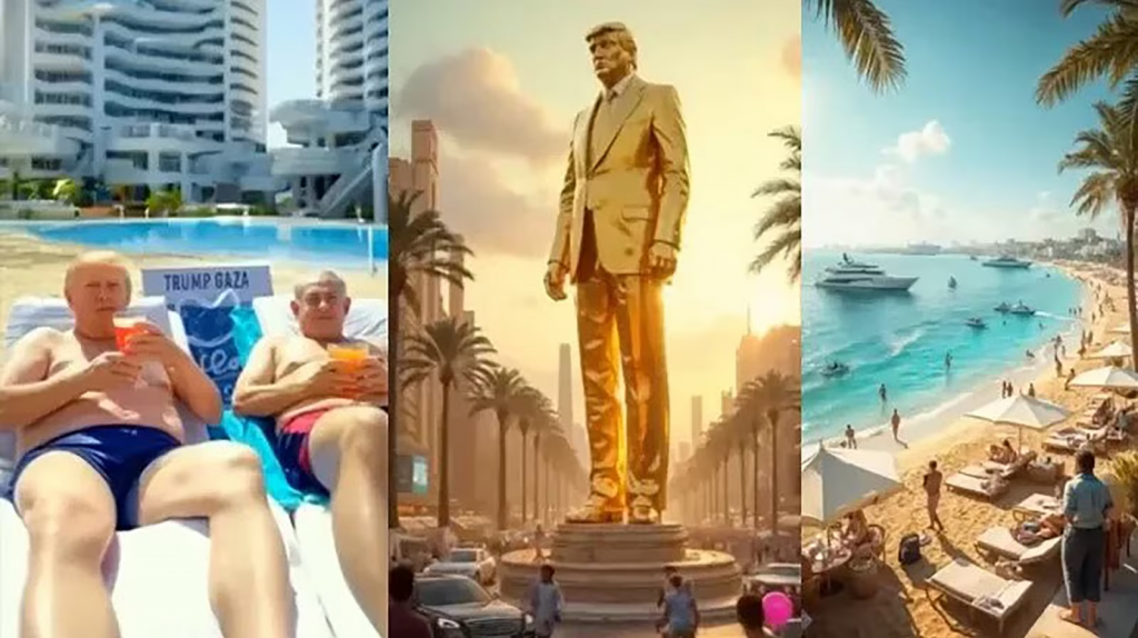 Gaza v predstavách Trumpa. Najprv mala byť namiesto Gazy Riviéra a Palestínčania sa mali odsťahovať. Teraz má nový plán, ako nastoliť mier. Svet ho považuje za prielom, bude záležať, ako naň zareaguje Hamas. FOTO: Sieť X