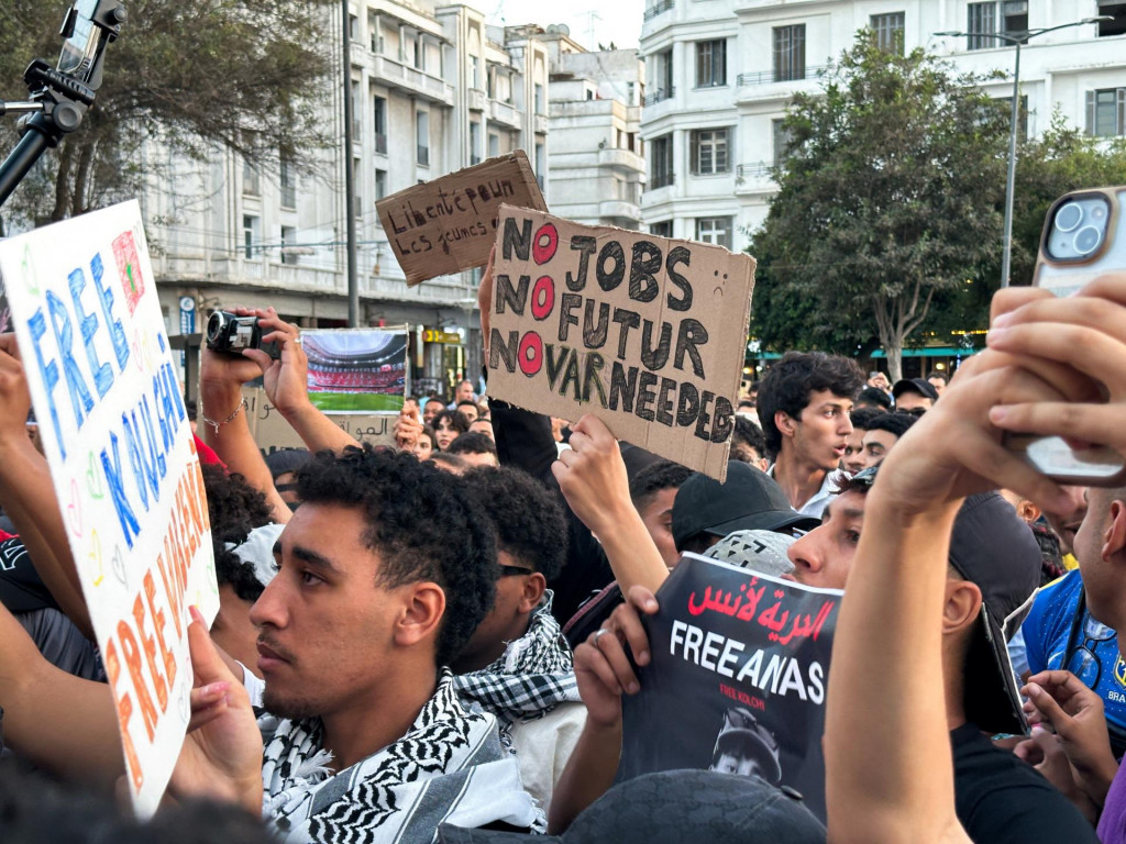 Marocké mládežnícke hnutie GenZ 212.  FOTO: Reuters