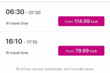 Ponuka letov na trase Bratislava - Košice. FOTO: HN