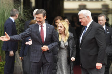 Na snímke vpravo ukrajinský minister zahraničných vecí Andrij Sybiha a vľavo minister zahraničných vecí a európskych záležitostí SR Juraj Blanár. FOTO: TASR/František Iván