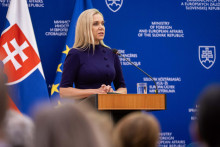 Podpredsedníčka vlády a ministerka hospodárstva Denisa Saková počas príhovoru na podujatí EU Export Day 16. októbra 2025 v Bratislave.