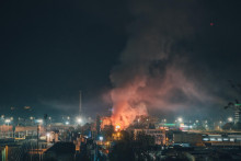 Na snímke zachytený požiar na Bratislavskej ulici v žiline. FOTO: FB/Žilina - včera - dnes - zajtra