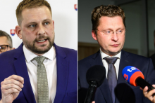 Zľava minister Kamil Šaško a predseda Lekárskeho odborového združenia MUDr. Peter Visolajský.