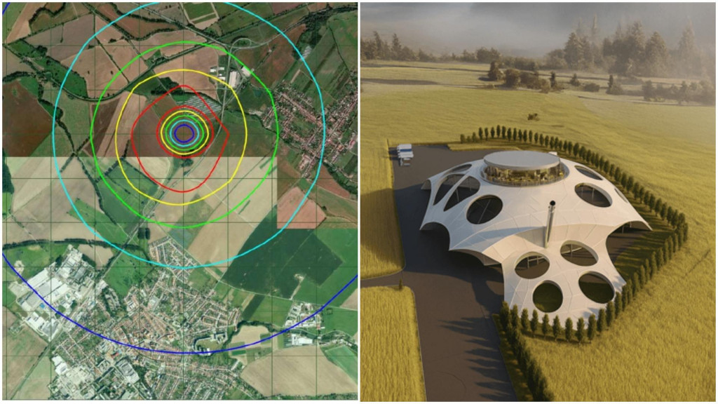 Na snímke je umiestnene plánovej spaľovne pri meste Skalica a vizualizácia zariadenia FOTO: GGES