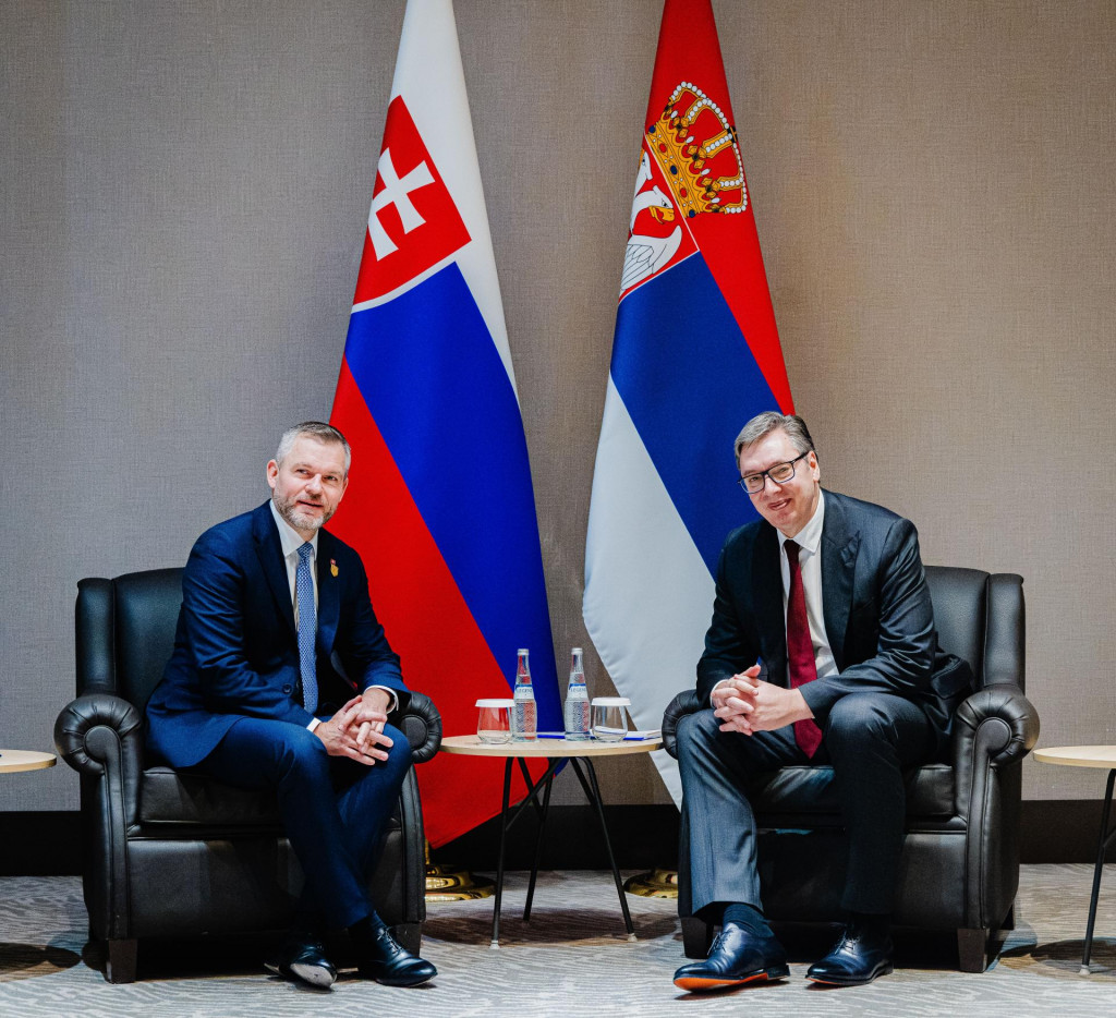 Slovenský prezident Peter Pellegrini a srbský prezident Aleksandar Vučič. FOTO: TASR/Kancelária prezidenta