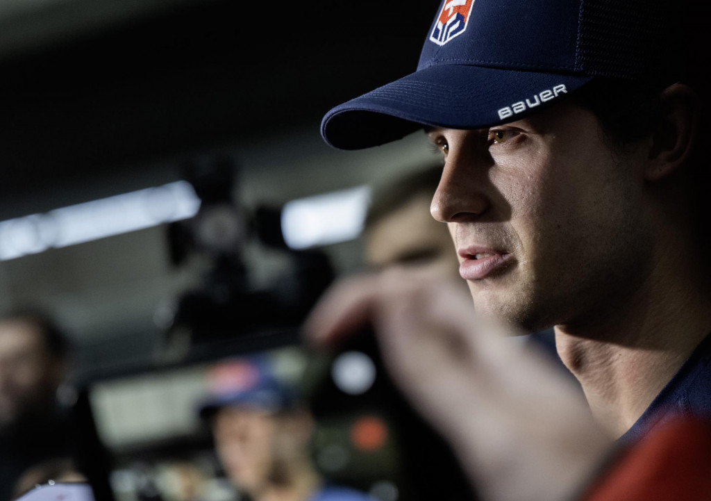 Slovenský hokejový reprezentant Samuel Kňažko. FOTO: TASR/Martin Baumann