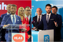 Líder Hlasu Matúš Šutaj Eštok a predseda PS Michal Šimečka. FOTO: TASR/M. Černý, Facebook/Michal Šimečka