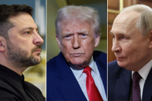 Ukrajinský prezident Volodymyr Zelenskyj, americký prezident Donald Trump, ruský prezident Vladimir Putin. Všetko aktéri v vojne na Ukrajine. FOTO: TASR/AP, Reuters