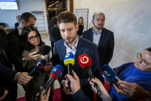 Na snímke poslanec parlamentu a predseda Progresívneho Slovenska Michal Šimečka. FOTO: TASR/Jakub Kotian