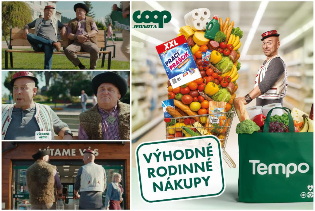 Titulok: COOP Jednota redefinuje formát TEMPO. Kampaň spája silu tradície s modernými prvkami.