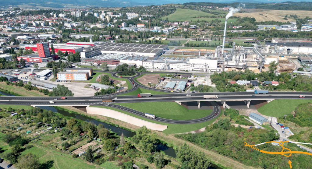 Vizualizácia časti obchvatu Zvolena, konkrétne mimoúrovňovej križovatky Môťová. FOTO: NDS