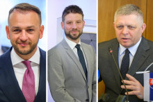 Matúš Šutaj Eštok, Michal Šimečka, Robert Fico.

FOTO: koláž HN