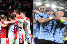 Kým základná jedenástka pražskej Slavie bola v poslednom ligovom dueli vyskladaná výhradne z českých hráčov, súčasný Slovan sa bez legionárov nezaobíde. FOTO: Profimedia.sk, TASR/M. Baumann