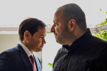 Na snímke ukrajinský predseda Rady národnej bezpečnosti Rustem Umerov (vpravo) a americký minister zahraničných vecí Marco Rubio. FOTO: REUTERS