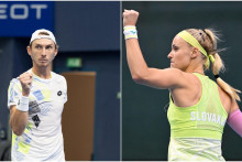 Najlepšími tenistami Slovenska za rok 2025 sa v hlavnej seniorskej kategórii stali Lukáš Klein a Rebecca Šramková. FOTO: TASR/P. Neubauer, TASR/M. Svítok