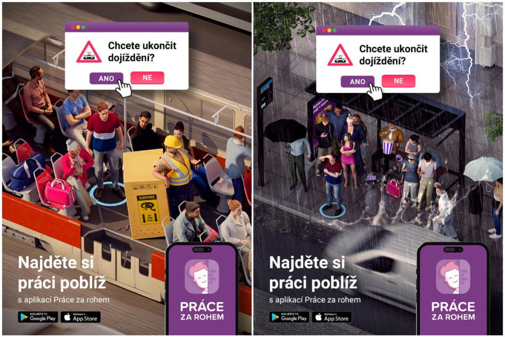 Úspešná kampaň aplikácie Práca za rohem.