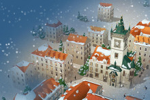 V hre Playing Prague pomocou skladania kariet podľa predp&iacute;san&yacute;ch vzorov postupne postav&iacute;te vlastn&eacute; mesto