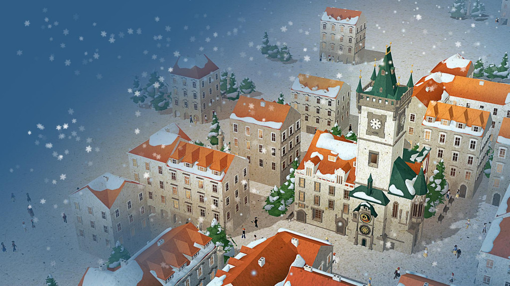 V hre Playing Prague pomocou skladania kariet podľa predp&iacute;san&yacute;ch vzorov postupne postav&iacute;te vlastn&eacute; mesto