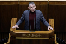 Na sn&iacute;mke dole poslanec Roman Mikulec (Hnutie Slovensko). FOTO: TASR/Martin Baumann