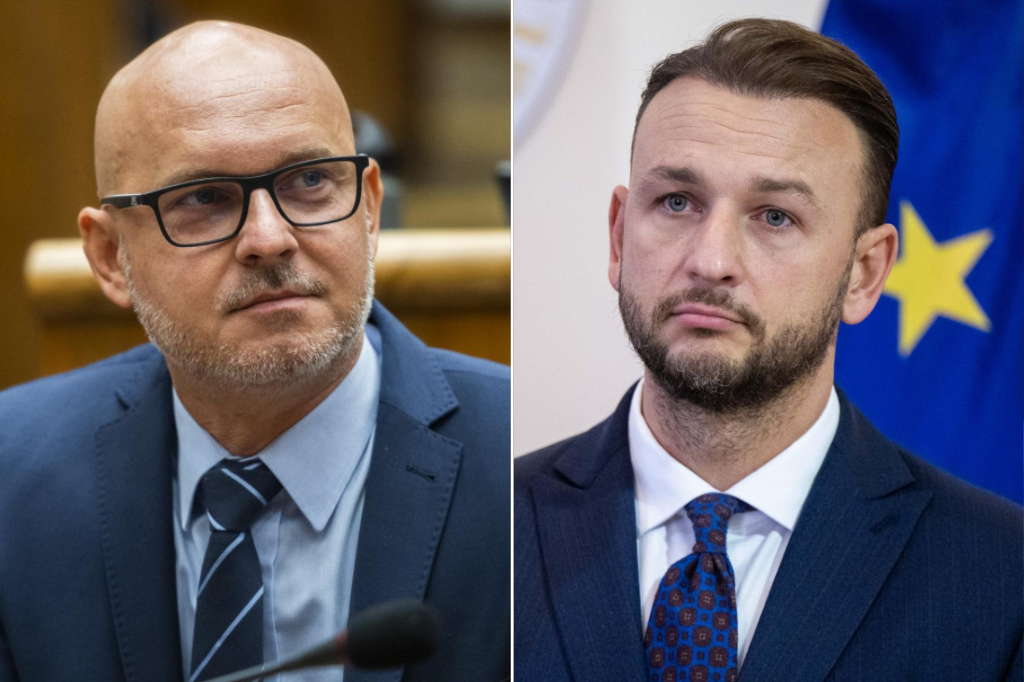 &Scaron;&eacute;f SaS Branislav Gr&ouml;hling a minister vn&uacute;tra Mat&uacute;&scaron; &Scaron;utaj E&scaron;tok. FOTO: Kol&aacute;ž HN