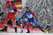 Slovensk&yacute; biatlonista martin Maťko (55) na trati počas st&iacute;hac&iacute;ch pretekov mužov na 12, 5 km v r&aacute;mci 4. kola Svetov&eacute;ho poh&aacute;ra v nemeckom Oberhofe. FOTO: TASR/AP