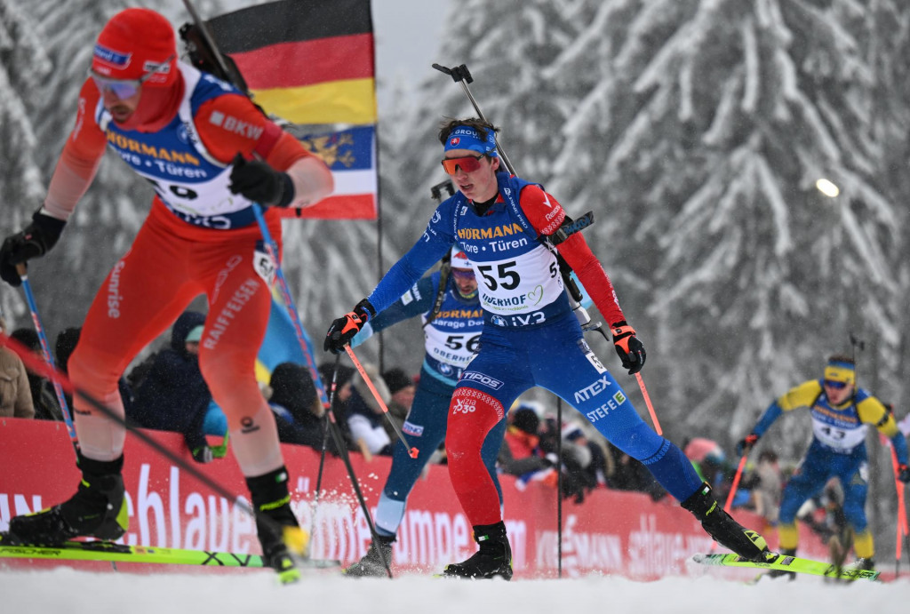 Slovensk&yacute; biatlonista martin Maťko (55) na trati počas st&iacute;hac&iacute;ch pretekov mužov na 12, 5 km v r&aacute;mci 4. kola Svetov&eacute;ho poh&aacute;ra v nemeckom Oberhofe. FOTO: TASR/AP
