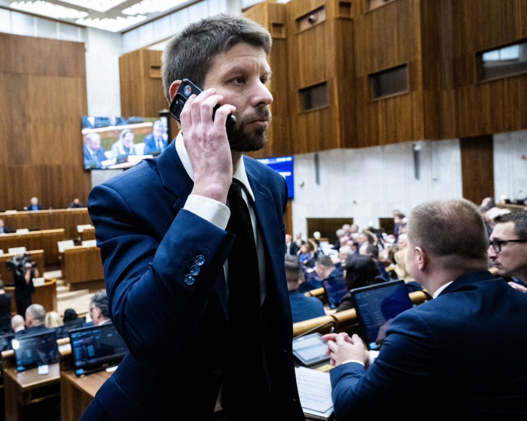 Na sn&iacute;mke opozičn&yacute; poslanec N&aacute;rodnej rady a predseda PS Michal &Scaron;imečka. FOTO: TASR/Jakub Kotian