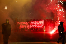 Demon&scaron;tr&aacute;cie v  Mil&aacute;ne. FOTO: REUTERS