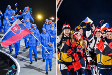 Slovensk&iacute; a česk&iacute; olympionici na otv&aacute;racom ceremoni&aacute;li ZOH 2026 Mil&aacute;no-Cortina. FOTO: TASR/Jaroslav Nov&aacute;k, TASR/AP, kol&aacute;ž HN
