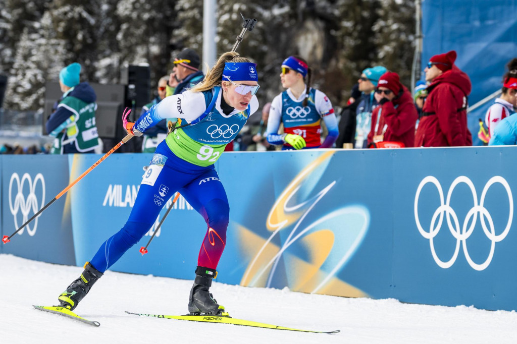 Paul&iacute;na B&aacute;tovsk&aacute; Fialkov&aacute; počas ženskej &scaron;tafety na 4&times;6 km na zimn&yacute;ch olympijsk&yacute;ch hr&aacute;ch. FOTO: TASR/A. Galica