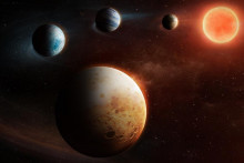 Umeleck&aacute; predstava planet&aacute;rneho syst&eacute;mu okolo hviezdy LHS 1903.