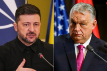 Ukrajinsk&yacute; prezident Volodymyr Zelenskyj a maďarsk&yacute; premi&eacute;r Viktor Orb&aacute;n. FOTO: Reuters
