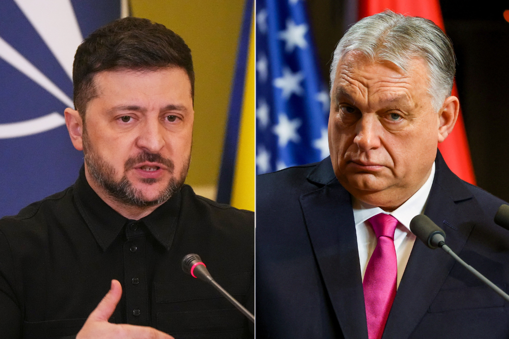 Ukrajinsk&yacute; prezident Volodymyr Zelenskyj a maďarsk&yacute; premi&eacute;r Viktor Orb&aacute;n. FOTO: Reuters