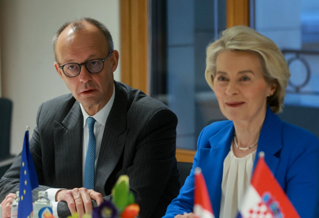 Nemeck&yacute; kancel&aacute;r Friedrich Merz a &scaron;&eacute;fka Eur&oacute;pskej komisie Ursula von der Leyenov&aacute;. FOTO: REUTERS