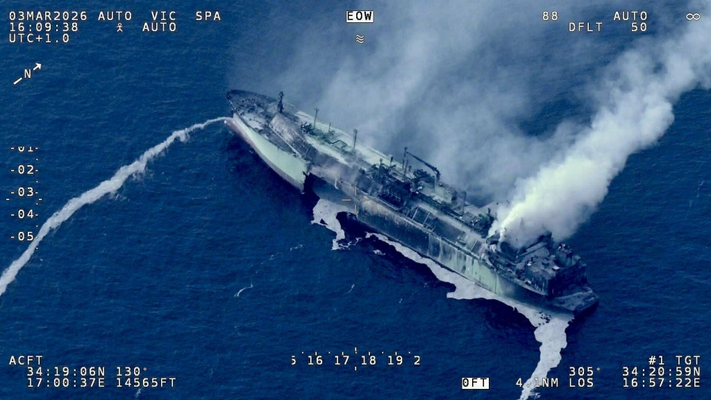 Po&scaron;koden&yacute; rusk&yacute; tanker Arctic Metagaz. FOTO: X/sentdefender