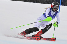 Na sn&iacute;mke slovensk&aacute; paraalpsk&aacute; lyžiarka Alexandra Rexov&aacute; na trati pretekov v prvom kole slalomu žien na XIV. zimn&yacute;ch paralympijsk&yacute;ch hr&aacute;ch v Cortine d&lsquo;Ampezzo 14. marca 2026. FOTO: TASR/Michal Sv&iacute;tok